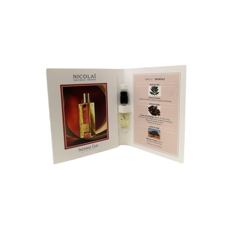 official perfume samples of Nicolai Incense Oud fragrance 1.8ml 0.07 oz. fragrance tester